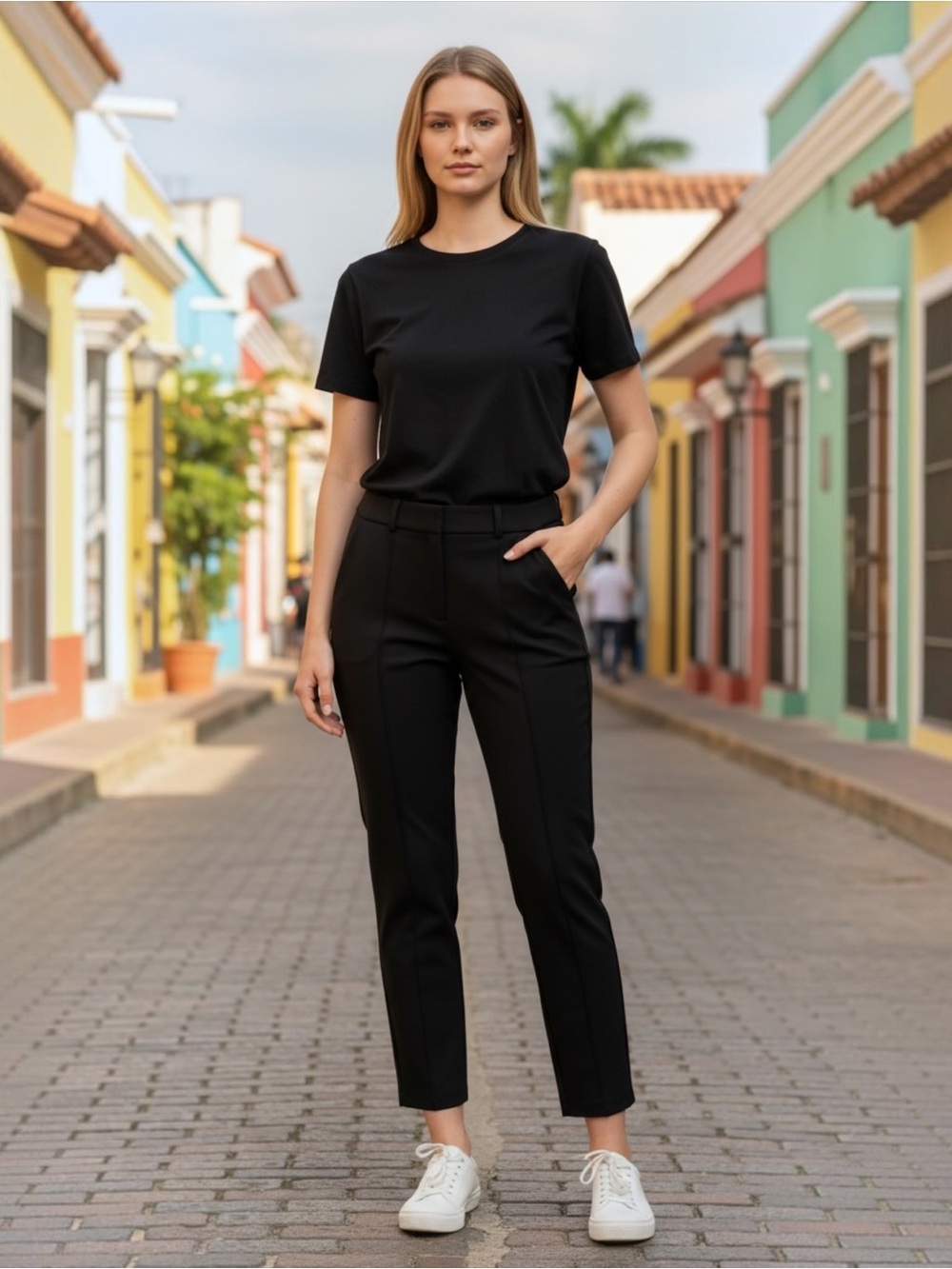 Veronica Beard Women’s Pintuck High Waisted Trouser Slim Fit Black Sz.10 Career